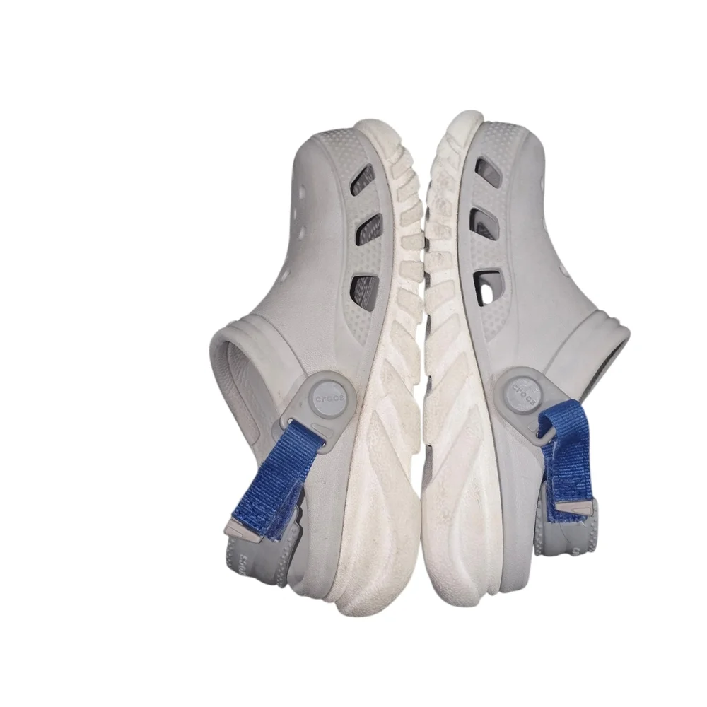 CROCS Kids Duet Max Clogs Gray and Blue Shoes Size 11C Unisex